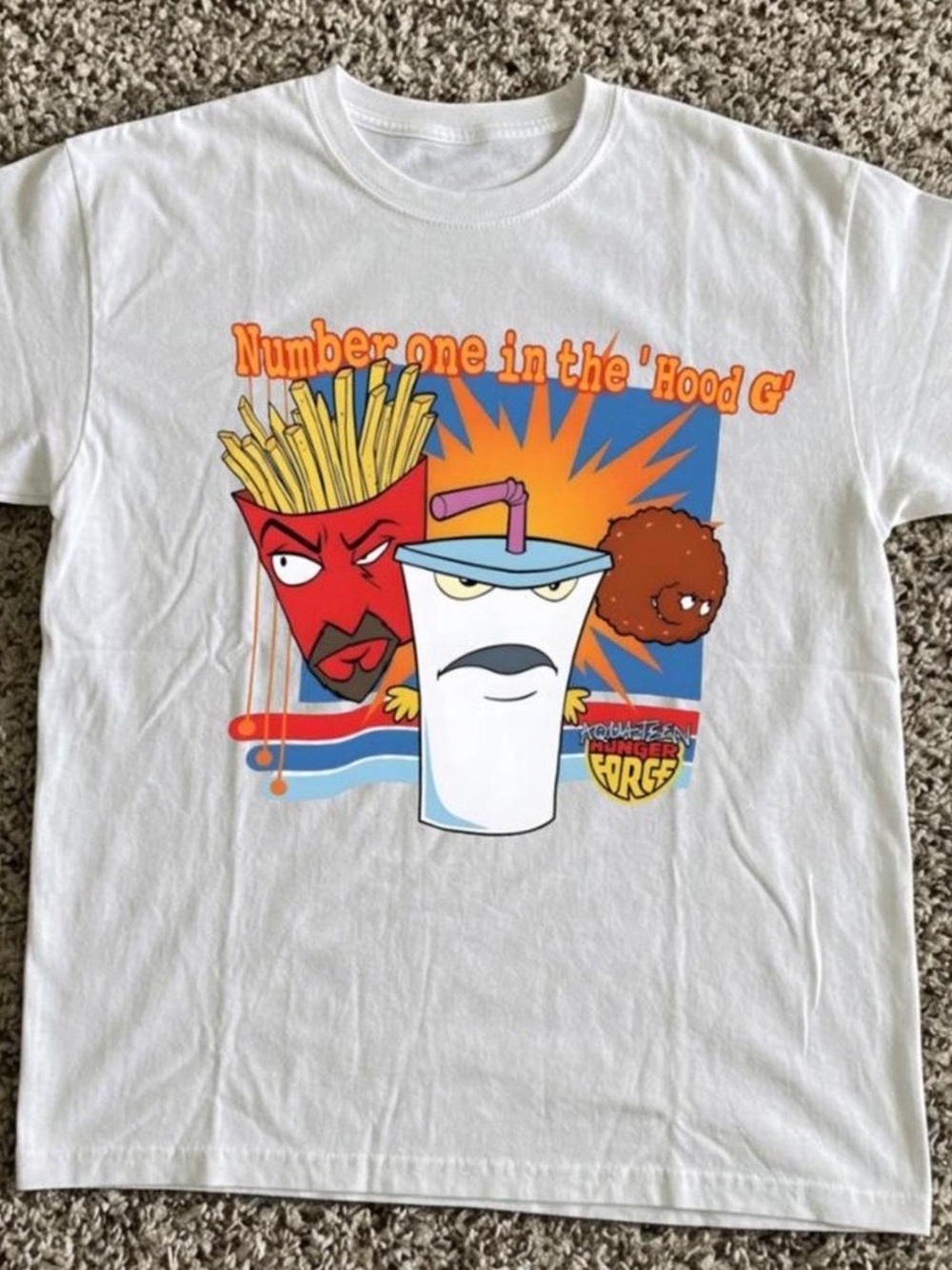 Gildan White Graphic Tee with Colorful Snack Characters